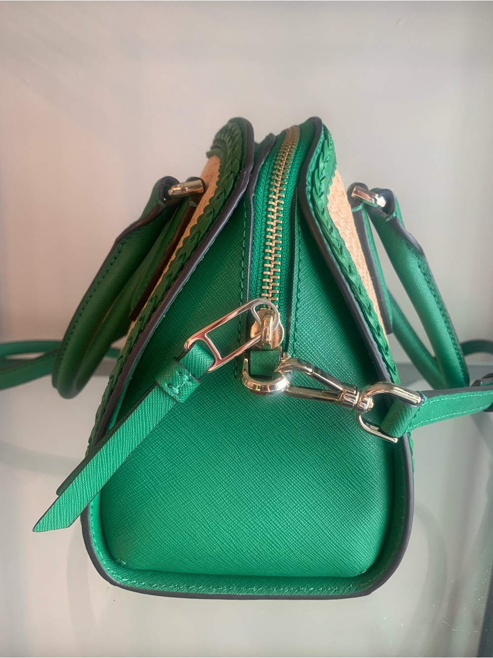 Kate Spade Reiley Raffia Satchel Green Straw Summer Crossbody Satchel - Picture 4 of 11